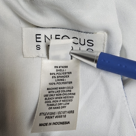 Enfocus Stuio Floral Blue Midi Sheath Dress 94% Polyester 6% Spandex Size 6 - Picture 7 of 7